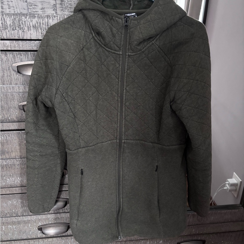 Quilted Army Green Hooded Jacket